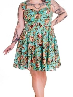 Hell Bunny Turquoise Sugar Skull Dress